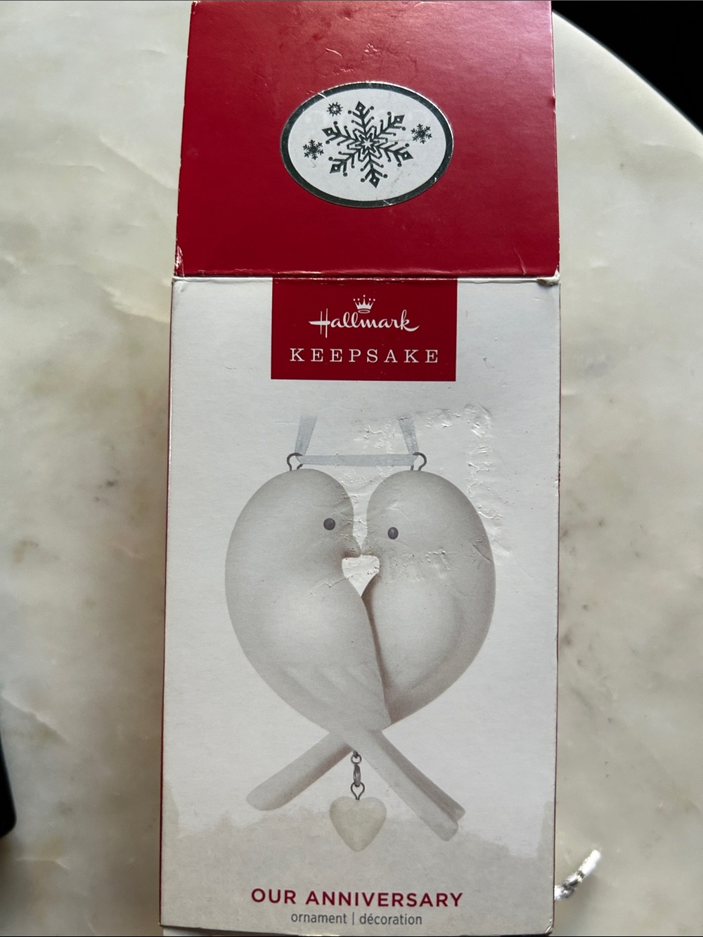 Hallmark White Lovebird Heart Ornament